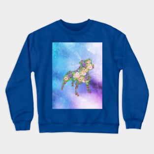 Distressed Watercolour Floral Staffordshire Bull Terrier Crewneck Sweatshirt